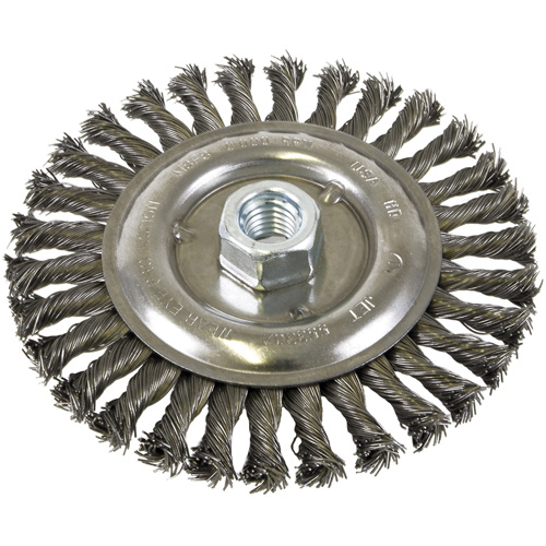 Standard Face Knot Wire Wheel Threaded, 6" Dia., 0.022" Fill, 5/8"-11 Arbor, Steel Sécurité Médic
