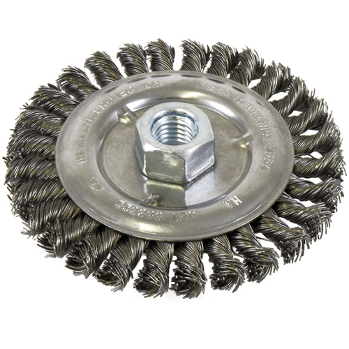 Standard Face Knot Wire Wheel Threaded, 5" Dia., 0.022" Fill, 5/8"-11 Arbor, Steel Sécurité Médic