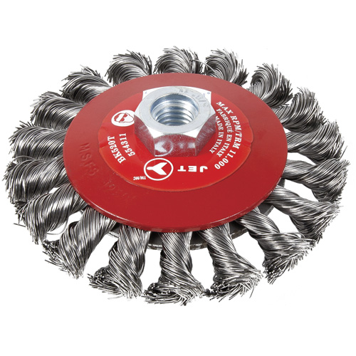 BK520T Knot-Twisted Conical Bevel Brush, 5" Dia., 5/8-11 Arbor Sécurité Médic