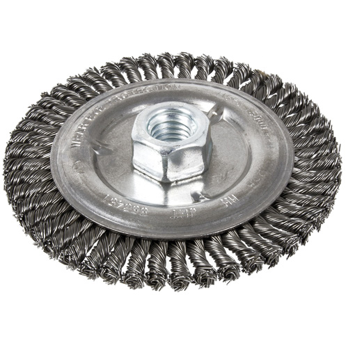 Stringer Bead Brush, 5" Dia., 0.022" Fill, 5/8"-11 Arbor, Steel Sécurité Médic