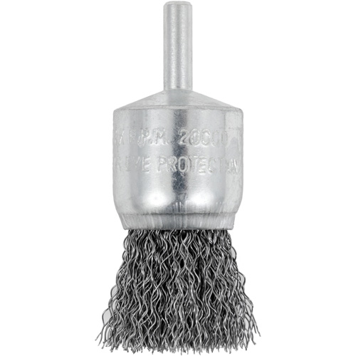 Shaft Mounted Crimped End Brush, 1", 0.012" Fill, 1/4" Shank Sécurité Médic