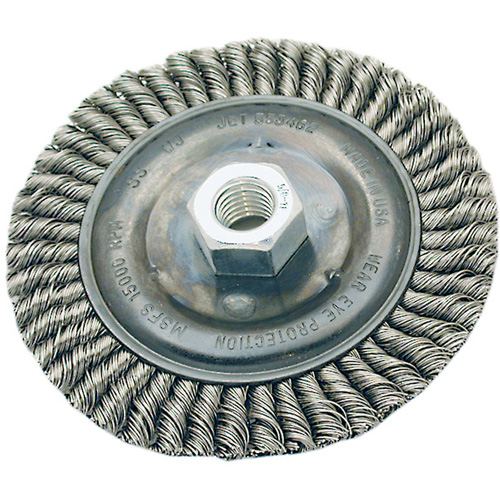 Stringer Bead Brush, 4" Dia., 0.022" Fill, 5/8"-11 Arbor, Steel Sécurité Médic