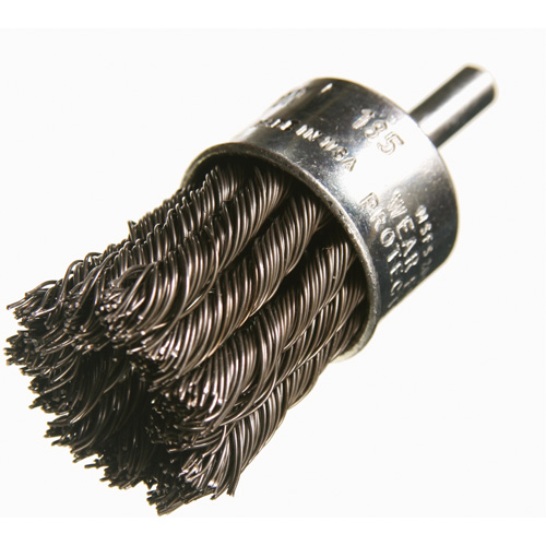 Knotted Wire End Brushes, 1" Dia., 0.012" Wire Dia., 1/4" Shank Sécurité Médic
