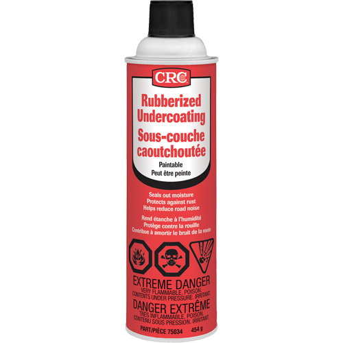 Rubberized Spray Undercoating, 16 oz./454 g/473 ml, Aerosol Can, Black Sécurité Médic