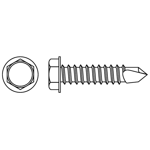 Self Drill Hex Washer Head Screws, #8 x 5/8" L, Zinc Plated Sécurité Médic