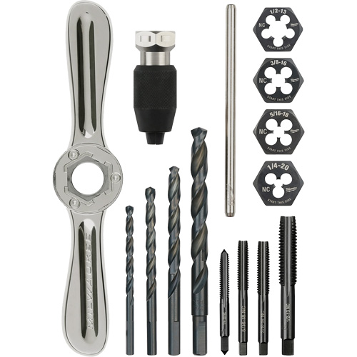 Tap and Die Set with Hex-Lok 2-in-1 Handle, 15 Pieces Sécurité Médic