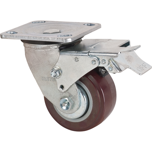 Caster, Swivel with Brake, 4" (101.6 mm), Polyurethane, 550 lbs. (249.5 kg.) Sécurité Médic