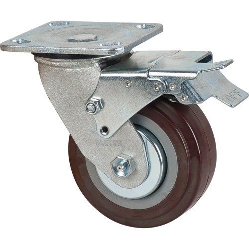 Roulette, Pivotant avec frein, 5" (127 mm), Polyur&eacute;thane, 650 lb (294 kg) Sécurité Médic