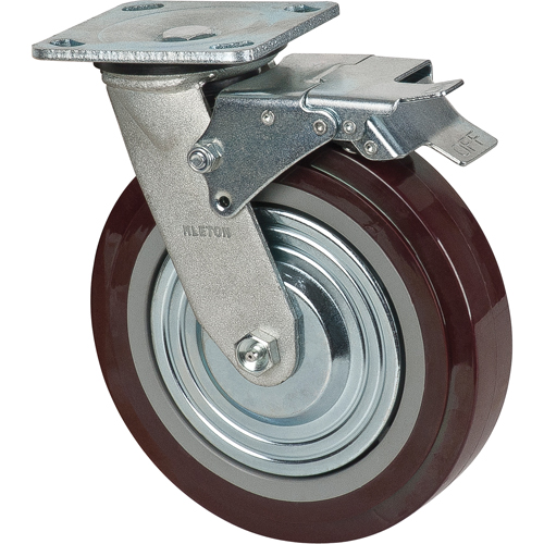 Roulette, Pivotant avec frein, 8" (203,2 mm), Polyur&eacute;thane, 1000 lb (453,6 kg) Sécurité Médic