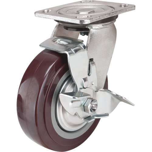 Roulette, Pivotant avec frein, 6" (152,4 mm), Polyur&eacute;thane, 850 lb (385 kg) Sécurité Médic