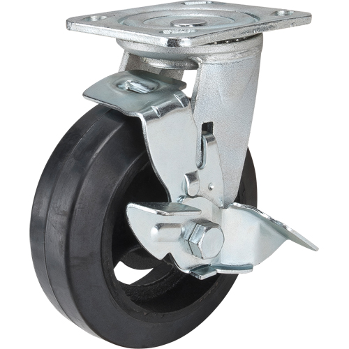 Roulette moul&eacute;, Pivotant avec frein, 6" (152,4 mm), Caoutchouc, 550 lb (249 kg) Sécurité Médic