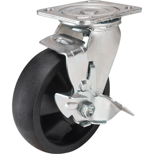 Roulettes haute temp&eacute;rature, Pivotant avec frein, 6" (152,4 mm), Nylon, 880 lb (399 kg) Sécurité Médic
