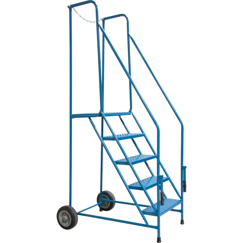 Trailer Access Rolling Ladder with Rails, 4 Steps, 22" Step Width, 37" Platform Height, Steel Sécurité Médic