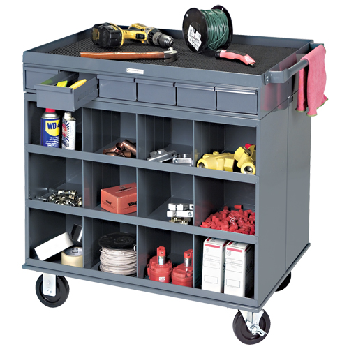 Heavy-Duty Two-Sided Mobile Work Station, 1200 lbs. Capacity, Steel, 34" x W, 34" x H, 24" D, All-Welded, 6 Drawers Sécurité Médic