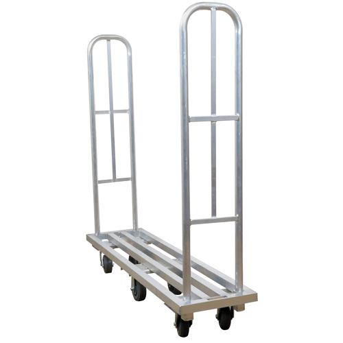 Aluminum U-Boat Platform Truck, 16" W x 63" L, 1322 lbs. Cap., Polyurethane Wheels Sécurité Médic