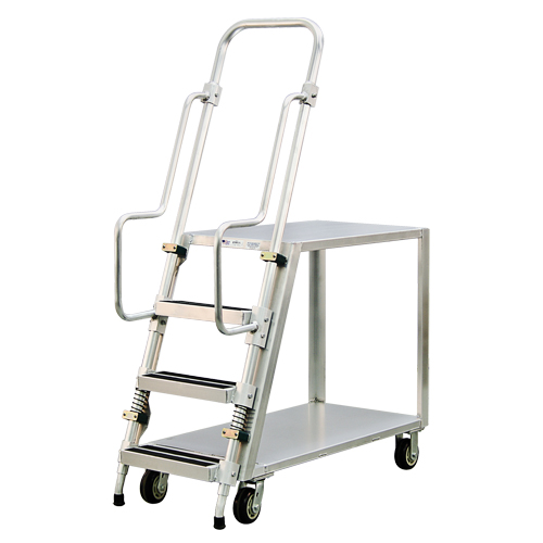 Chariot de pr&eacute;paration en aluminium avec &eacute;chelle, Aluminium, 22" la x 51-1/2" p, 2 tablettes, Capacit&eacute; 800 lb Sécurité Médic