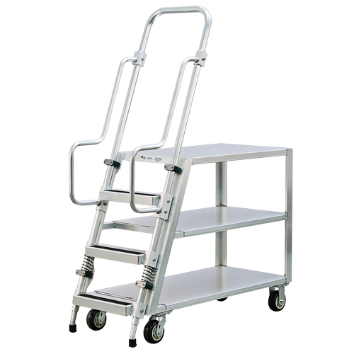 Chariot de pr&eacute;paration en aluminium avec &eacute;chelle, Aluminium, 22" la x 51-1/2" p, 3 tablettes, Capacit&eacute; 800 lb Sécurité Médic