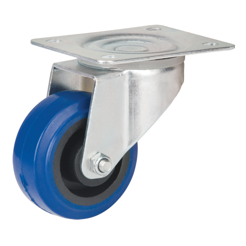 Roulette bleue, Pivotant, 3" (76 mm), Caoutchouc, 285 lb (129 kg) Sécurité Médic