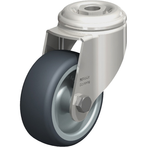 Roulette en &eacute;lastom&egrave;re thermoplastique acier inoxydable, Pivotant, Diam&egrave;tre 3-1/8" (79,5 mm), Capacit&eacute; 220 lb (100 kg) Sécurité Médic
