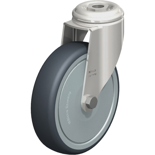 Roulette en &eacute;lastom&egrave;re thermoplastique acier inoxydable, Pivotant, Diam&egrave;tre 5" (127 mm), Capacit&eacute; 265 lb (120 kg) Sécurité Médic