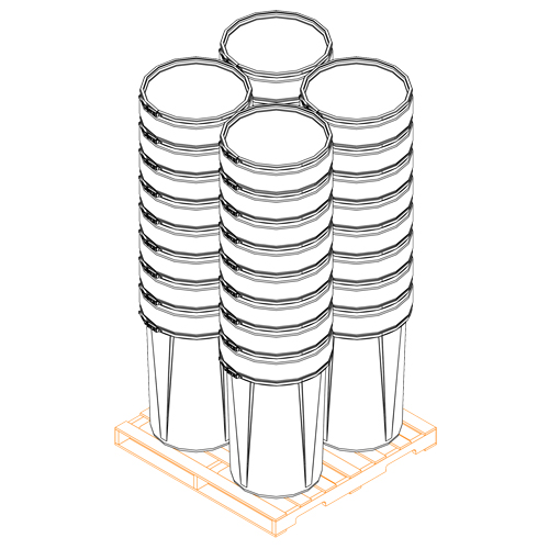 Baril emboîtable en poly&eacute;thyl&egrave;ne, 55 gal. US (45 gal. imp.), Dessus ouvert, Jaune Sécurité Médic