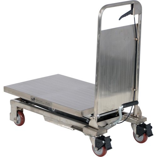 Table &eacute;l&eacute;vatrice hydraulique manuelle &agrave; ciseaux, 27-1/2" lo x 17-3/4" la, Partiellement en acier inoxydable, Capacit&eacute; 220 lb Sécurité Médic