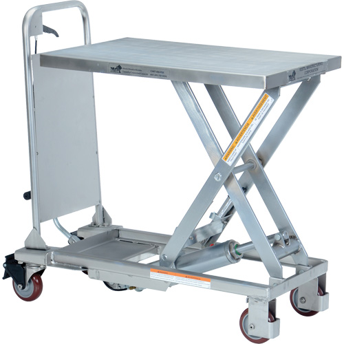 Manual Hydraulic Scissor Lift Table, 27-1/2" L x 17-5/8" W, Partial Stainless Steel, 400 lbs. Capacity Sécurité Médic