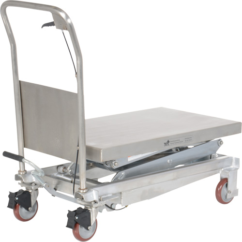 Table &eacute;l&eacute;vatrice hydraulique manuelle &agrave; ciseaux, 35-1/2" lo x 20" la, Partiellement en acier inoxydable, Capacit&eacute; 800 lb Sécurité Médic