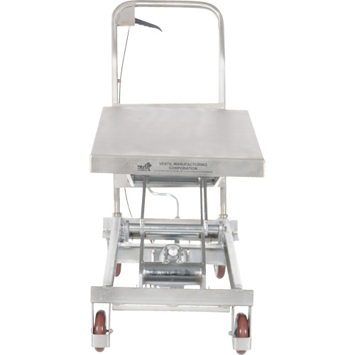 Table &eacute;l&eacute;vatrice hydraulique manuelle &agrave; ciseaux, 35-1/2" lo x 20" la, Partiellement en acier inoxydable, Capacit&eacute; 800 lb Sécurité Médic
