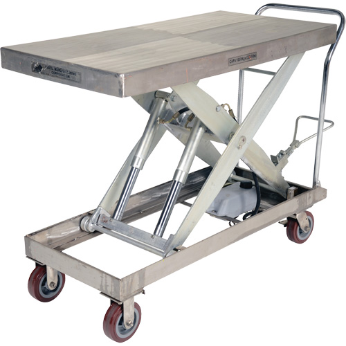 Manual Hydraulic Scissor Lift Table, 47" L x 24" W, Partial Stainless Steel, 2000 lbs. Capacity Sécurité Médic