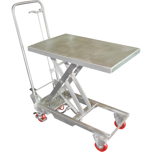 Table &eacute;l&eacute;vatrice hydraulique manuelle &agrave; ciseaux, 27-1/2" lo x 17-3/4" la, Acier inoxydable, Capacit&eacute; 200 lb Sécurité Médic