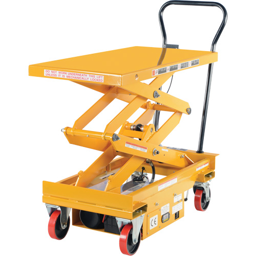 DC Powered Hydraulic Scissor Lift Elevating Cart, Steel, 39-3/4" L x 20-1/2" W, 1000 lbs. Capacity Sécurité Médic