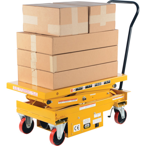 DC Powered Hydraulic Scissor Lift Elevating Cart, Steel, 39-3/4" L x 20-1/2" W, 1000 lbs. Capacity Sécurité Médic