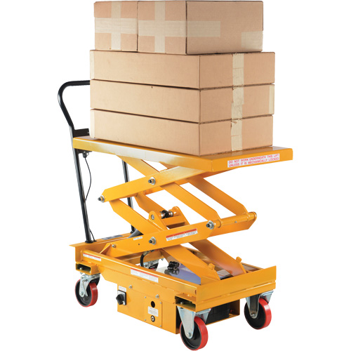DC Powered Hydraulic Scissor Lift Elevating Cart, Steel, 39-3/4" L x 20-1/2" W, 1000 lbs. Capacity Sécurité Médic