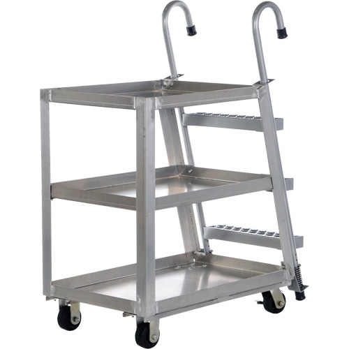 Stockpicker Truck, Aluminum, 21-7/8" W x 40" D, 3 Shelves, 660 lbs. Capacity Sécurité Médic