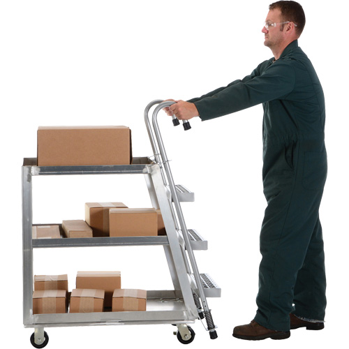 Stockpicker Truck, Aluminum, 21-7/8" W x 40" D, 3 Shelves, 660 lbs. Capacity Sécurité Médic
