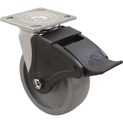 Roulette Max9, Pivotant, 6" (152,4 mm), Gris-WOW Envirothane, 1100 lb (498,95 kg) Sécurité Médic