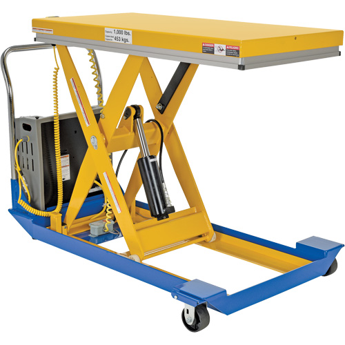 DC Powered & Manual Scissor Lift Table, Steel, 48" L x 24" W, 1000 lbs. Capacity Sécurité Médic