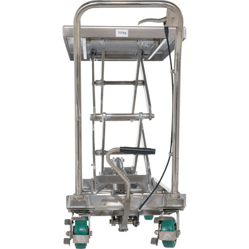 Table &eacute;l&eacute;vatrice hydraulique manuelle &agrave; ciseaux, 36-1/4" lo x 19-3/8" la, Acier inoxydable, Capacit&eacute; 600 lb Sécurité Médic