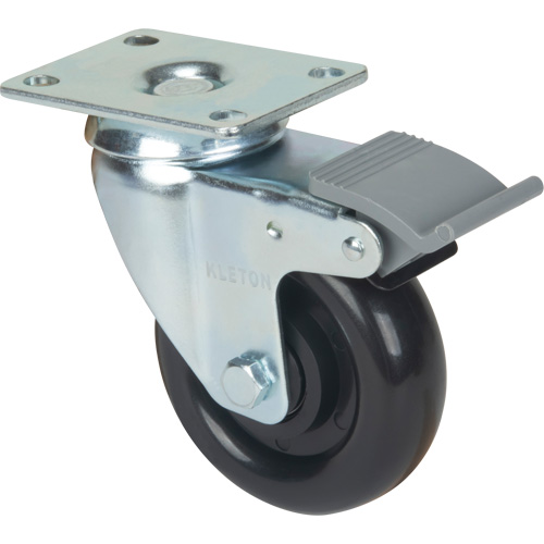 Caster, Swivel with Brake, 4" (101.6 mm), Polyolefin, 250 lbs. (113.4 kg) Sécurité Médic