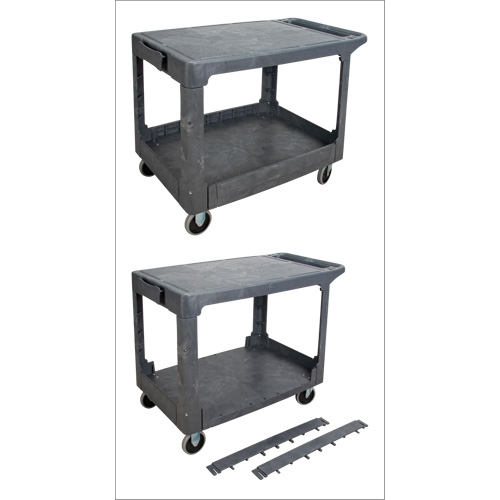 Chariot utilitaire pour l'entretien avec tablette plate, 2 tiers, 25-1/4" x 32-1/4" x 44", Capacit&eacute; 550 lb Sécurité Médic