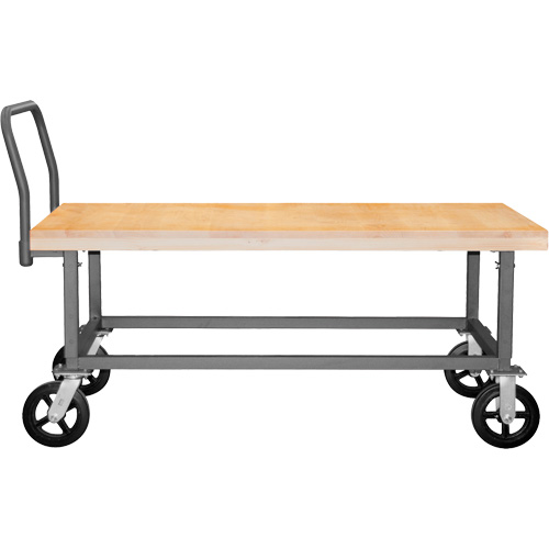 Adjustable Wood Deck Platform Truck, 48" L x 24" W, 1800 lbs. Capacity, Mold-on Rubber Casters Sécurité Médic