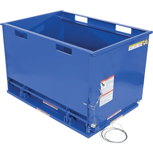 Contenant autobasculeur &agrave; fond ouvrant, Acier, 1 vg³, Bleu Sécurité Médic
