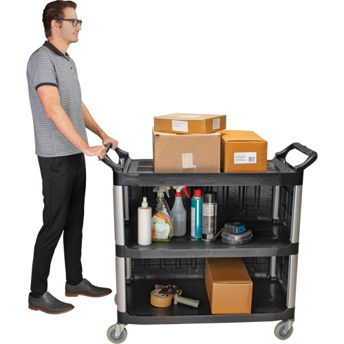 Utility Cart, 3 Tiers, 19-3/4" x 37-1/2" x 40-1/4", 250 lbs. Capacity Sécurité Médic