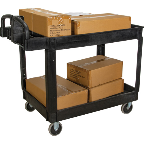 Utility Cart, 2 Tiers, 25-5/8" x 33-1/2" x 43-3/4", 550 lbs. Capacity Sécurité Médic