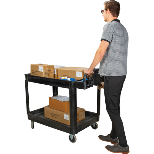 Utility Cart, 2 Tiers, 25-5/8" x 33-1/2" x 43-3/4", 550 lbs. Capacity Sécurité Médic