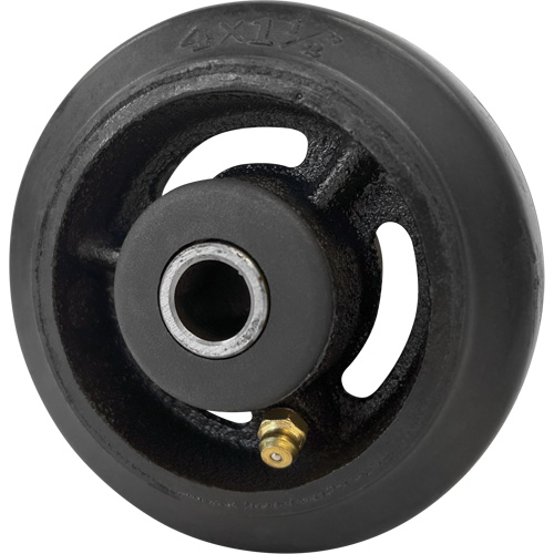 Mold-On Rubber Wheel, 4" (102 mm) Dia. x 1-1/2" (38 mm) W, 350 lbs. (158 kg.) Capacity Sécurité Médic