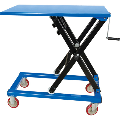 Table &eacute;l&eacute;vatrice manuelle &agrave; ciseaux, 37-3/8" lo x 23-5/8" la, Acier, Capacit&eacute; 660 lb Sécurité Médic