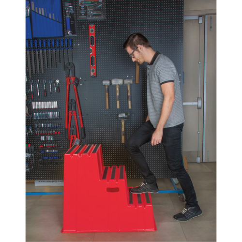 Industrial Step Stool, 3 Steps, 34-13/16" x 22-7/16" x 28-1/2" High Sécurité Médic