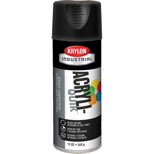 Industrial Acryli-Quik Lacquer, Black, Ultra-Flat, 12 oz., Aerosol Can Sécurité Médic